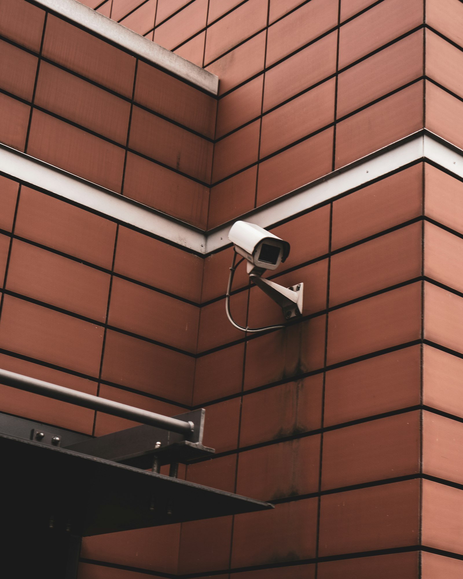 CCTV camera mounted on a building corner