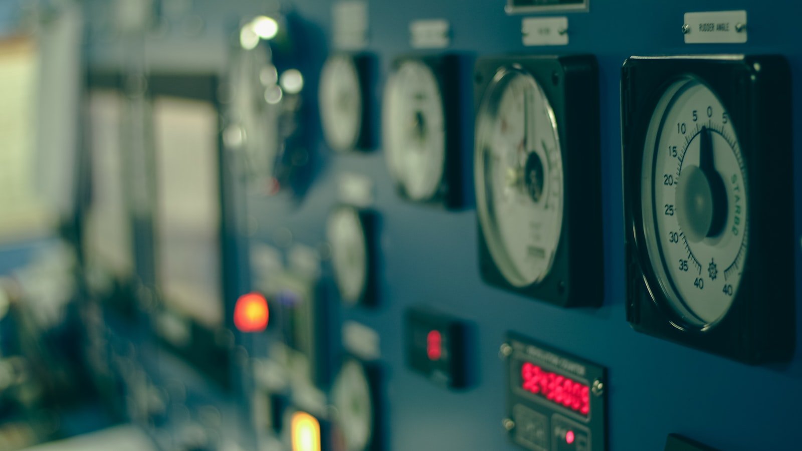 Analogue meters on a switchgear control panel